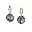 Silver-Tone Metal Yellow Teardrop Crystal Stud Earrings