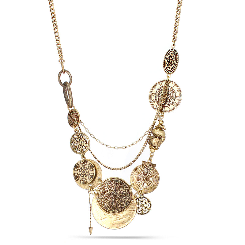Gold-Tone Metal Mix Charms Necklace