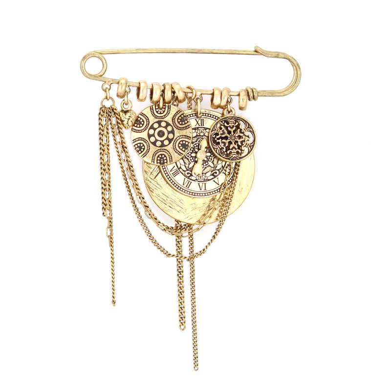 Gold-Tone Metal Charms Brooches