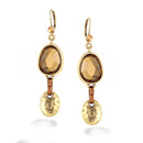 Gold-Tone Metal Gold Stone Drop Earrings