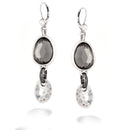Silver-Tone Metal Drey Stone Drop Earrings