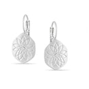 Rhodium-Tone Metal Flower Engraving Crystal Earrings