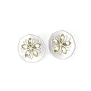 Silver-Tone Metal Yellow Crystal Earrrings