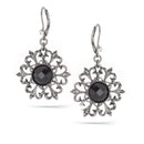 Hematite -Tone Metal Black Faceted Stone Drop Earrings