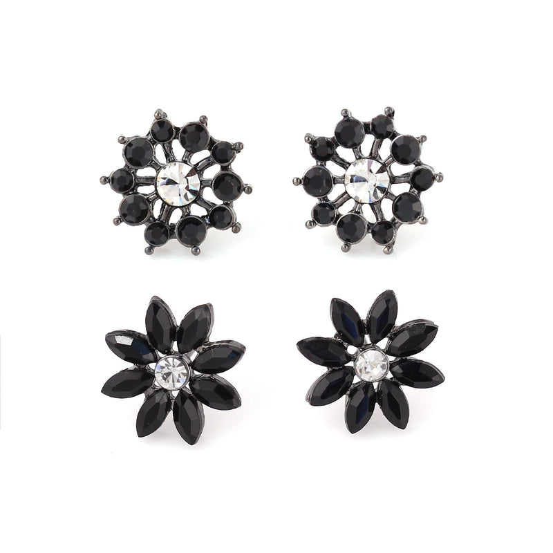 Black And White Crystal Set Of 2 Earrings