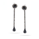 Black-Tone Metal Black And Smokey Tassel Stud Earrings