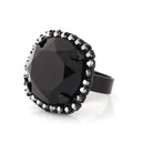 Black-Tone Metal Faceted Crystal Adjustable Rings