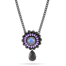 Black Metal Multi Color Crystal Necklace