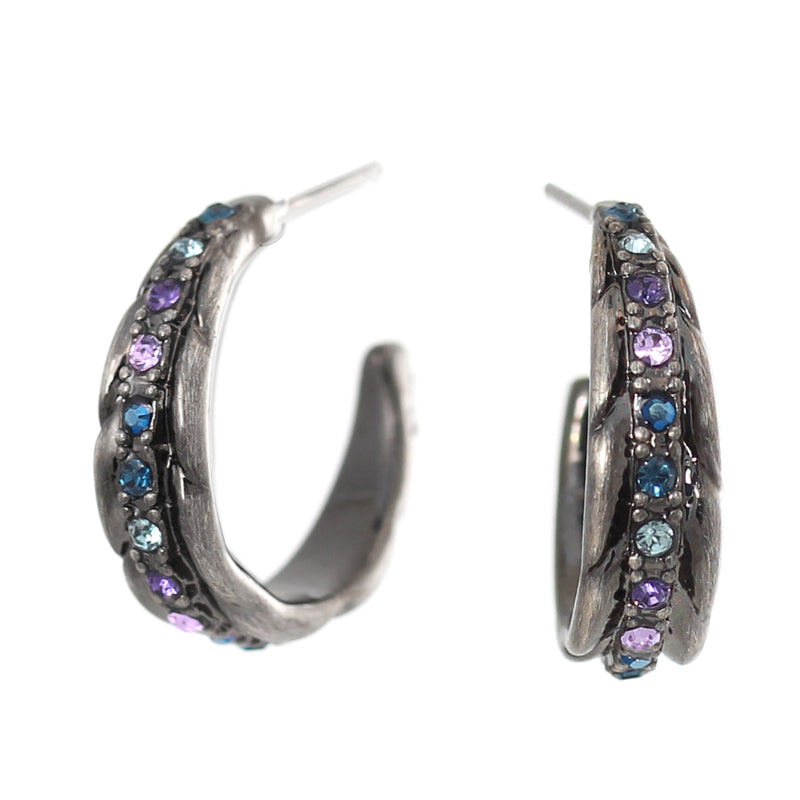 Hematite-Tone Metal Crystal Drop Earrings