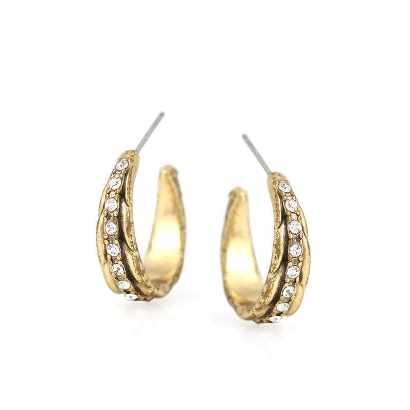 Gold-Tone Metal Crystal Stud Earrings
