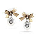 Gold And Silver-Tone Metal Heart Earrings