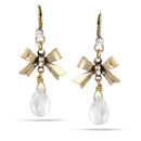 Gold-Tone Metal Bow Crystal Drop Earrings