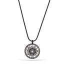 Black And White Metal Filigree Crystal Pendant Necklace