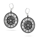 Black-Silver-Tone Metal Filigree Earrings