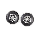 Silver-Tone Metal Black And White Crtstal Earrings