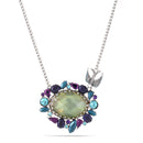 Rhodium-Tone Metal Bird Charm Mix Color Crystal Necklace