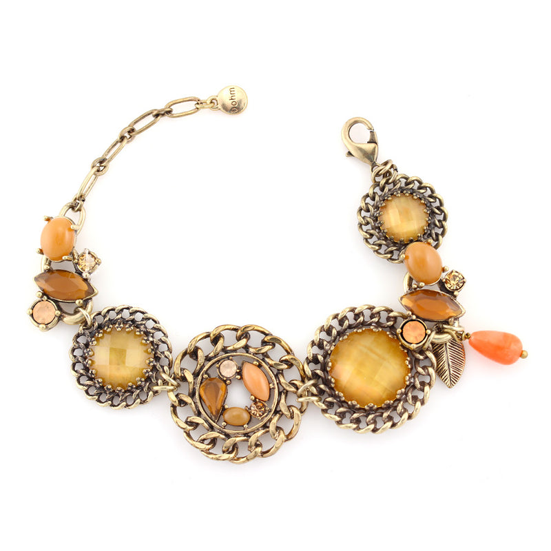 Gold-Tone Metal Yellow Orange And Gold Wrap Around Bracelets
