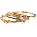 Gold-Tone Metal Set Of 4 Crystal Bangles