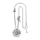 Rhodium-Tone Metal White Crystal Mix Charm Necklace