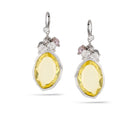 Silver-Tone Metal Pearl Hematite And Yellow Faceted Drop Earrings