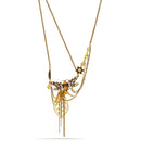 Gold-Tone Metal Orange Crystal Dragonfly Necklace