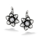 Silver-Tone Metal Crystal Flower Earrings
