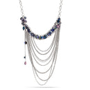 Silver-Tone Metal Multi Layered Chain Amethyst Charm Necklace