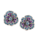 Rhodium-Tone Metal Blue And Amethyst Crystal Earrings