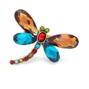 Gold-Tone Mtal Multi Color Crystal Dragonfly Adjustable To Fit Most Size Stretch Ring
