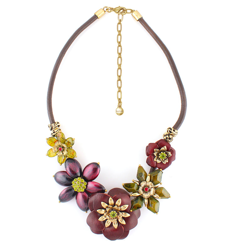 Gold-Tone Metal Mix Crystal Flower Necklace