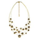 Gold -Tone Metal Flat Ball Charm Necklaceq