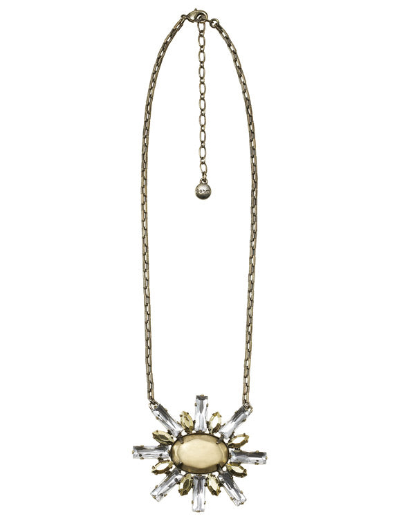 Burnished Gold And Jewel Encrusted Daisy Necklace A Simple But Elegant Piece That Will Add Sparkle To Any Outfit