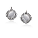Silver-Tone Metal Faceted Round Crystal French Clasp Earrings