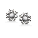Silver-Tone Metal Faceted Crystal Stud Earrings