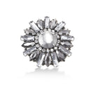 Silver-Tone Metal Faceted Crystal Brooches