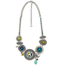 Silver-Tone Metal Turquoise And Crystal Necklace And Earrings Set