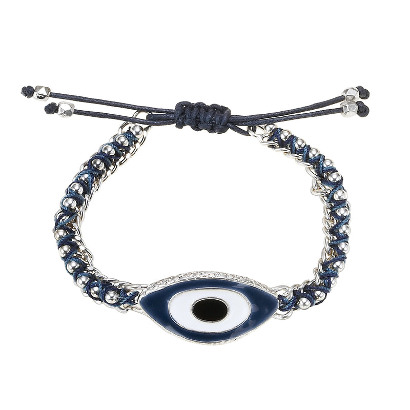 Silver-Tone Metal Evil Eye Adjustable Bracelets