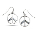 Silver-Tone Metal Peace Crystal Drop Earrings