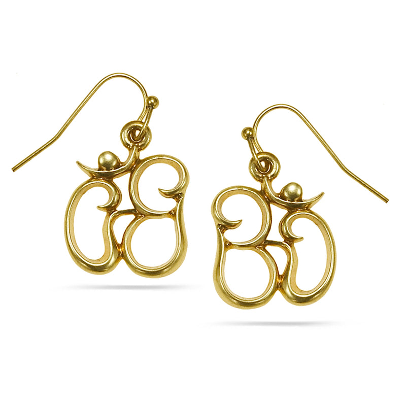 Gold-Tone Metal Religious Charm Drop Earrings