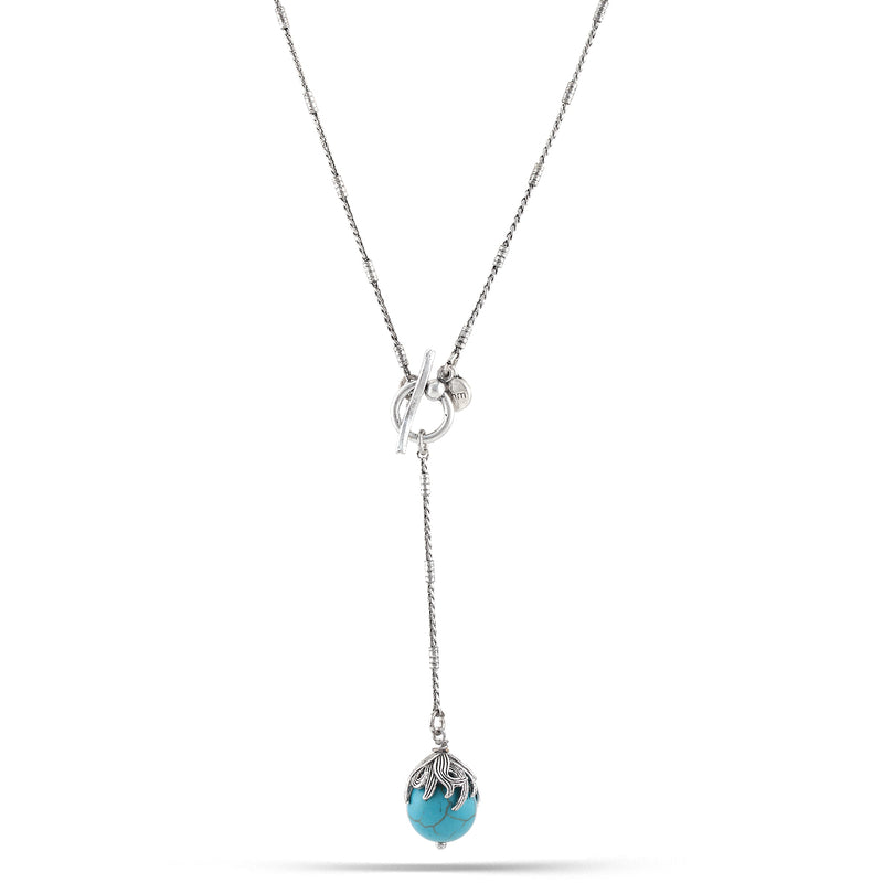 Silver-Tone Chain Turquoise Necklace