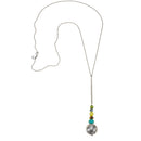 Silver-Tone Metal Multi Color Beads Long Necklace