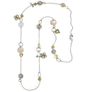 Gold-Silver-Tone Metal Charms Mother Of Pearl Long Necklace