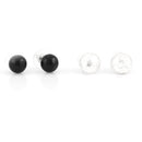 Silver And Black Beads Set Of 2 Bead Earrings