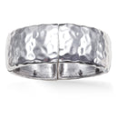 Silver-Tone Metal Hammered Stretch Bracelets