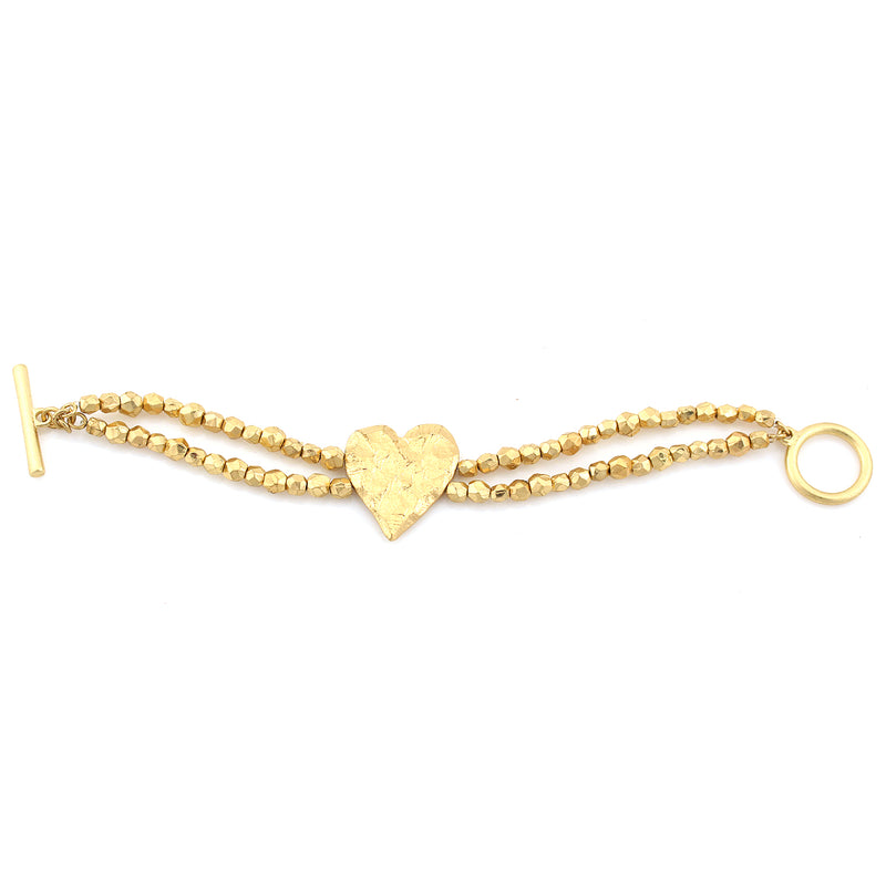 Gold-Tone Metal Heart Wrap Around Bracelets