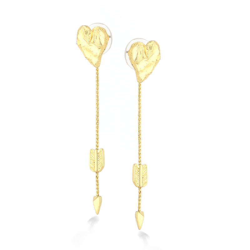 Gold-Tone Metal Heart Tassel Earrings