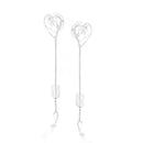 Silver-Tone Metal Heart Tassel Earrings
