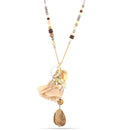 Gold And Silver Tone Cream Necklace