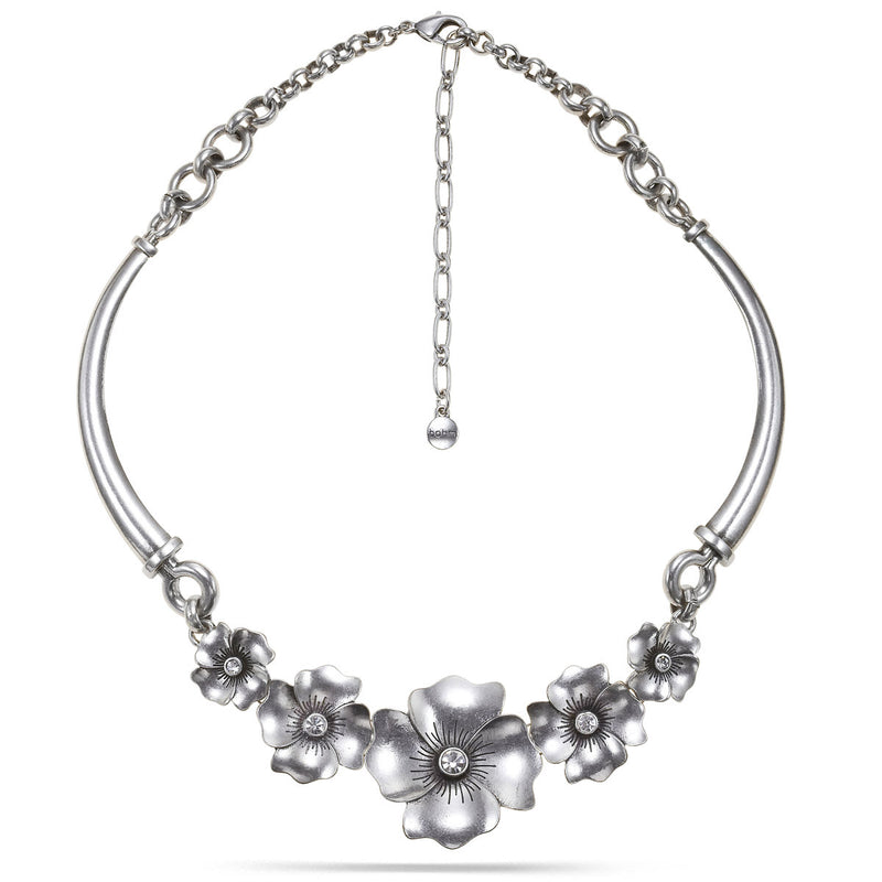 Silver-Tone Metal Flower Necklace