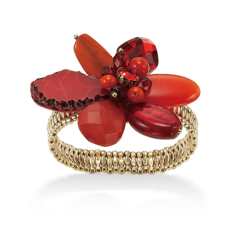 Gold-Tone Metal Red Stretch Bracelets